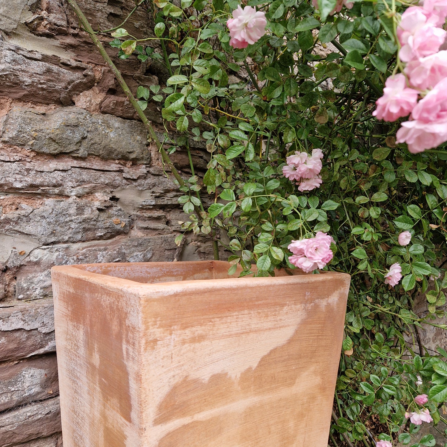 Contemporary Italian Tapered Square Terracotta Planter 80cm - Tom's Yard