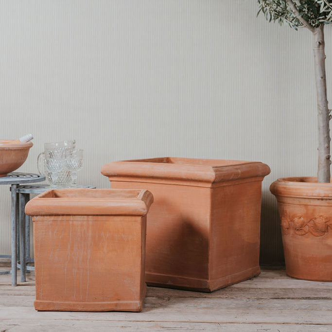 Dante Italian Terracotta Cube Planters - Tom's Yard