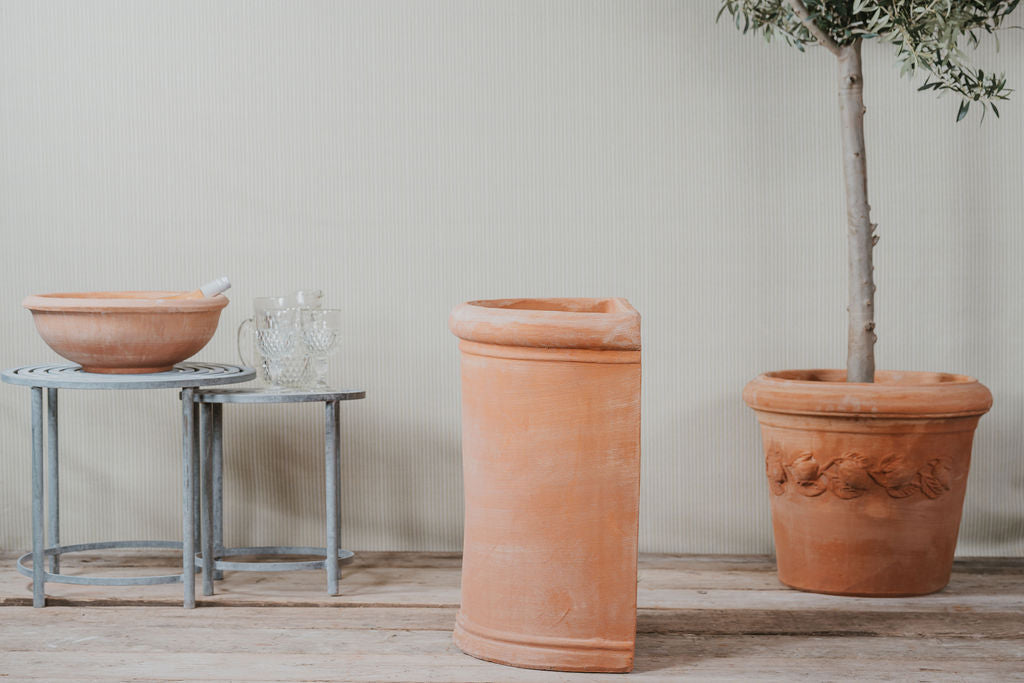 Semicircolare Liscio Alto Italian Terracotta Planter - Tom's Yard