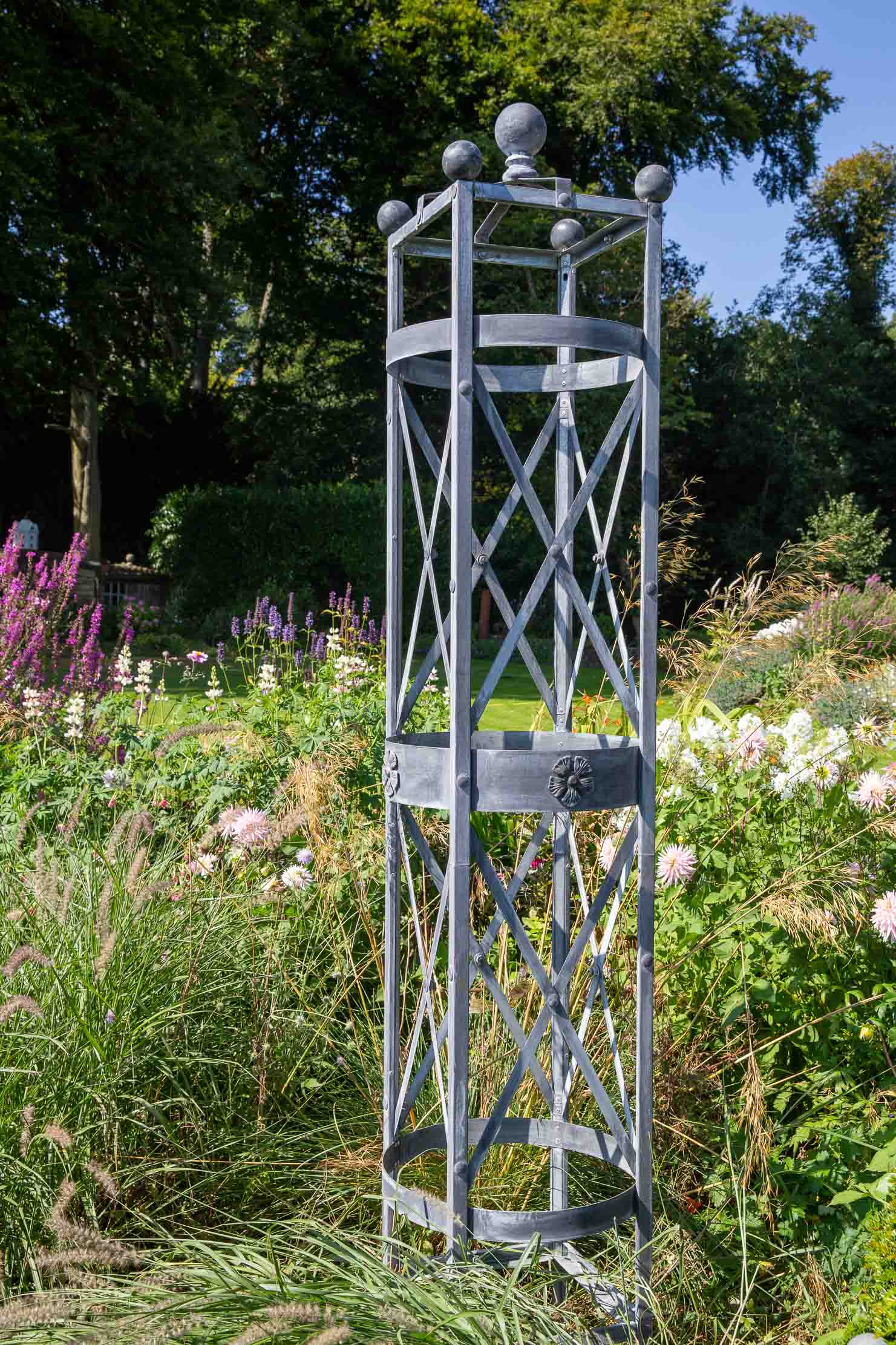 XL 213cm Galvanised Steel Obelisk - Tom's Yard