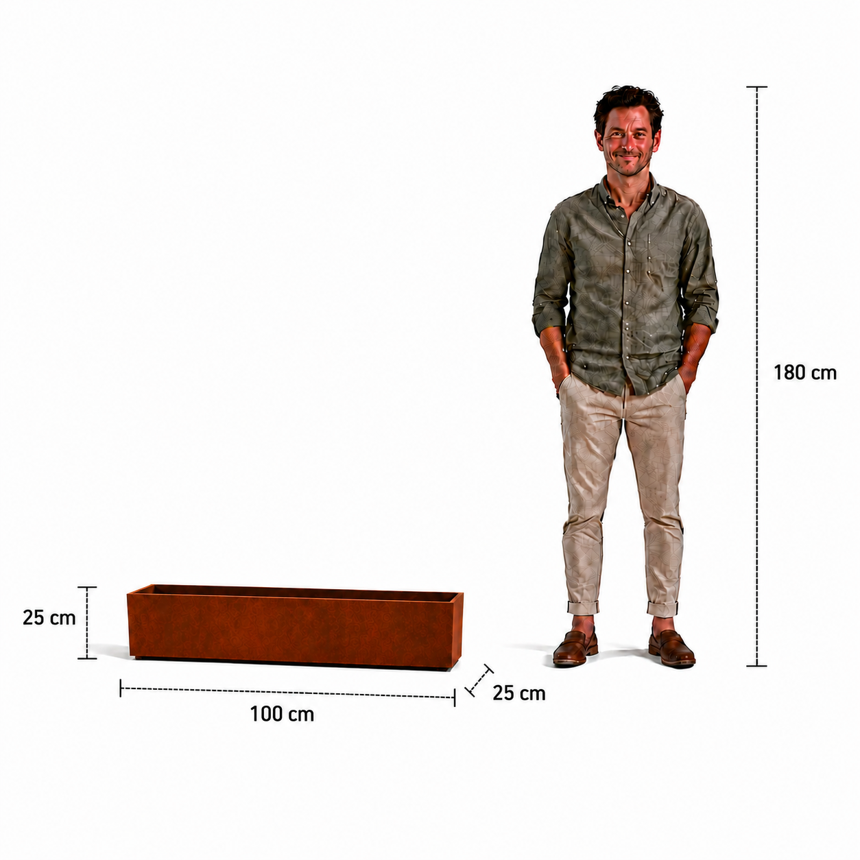 Corten Steel Floating Trough Planter - 100cm Long - Tom's Yard