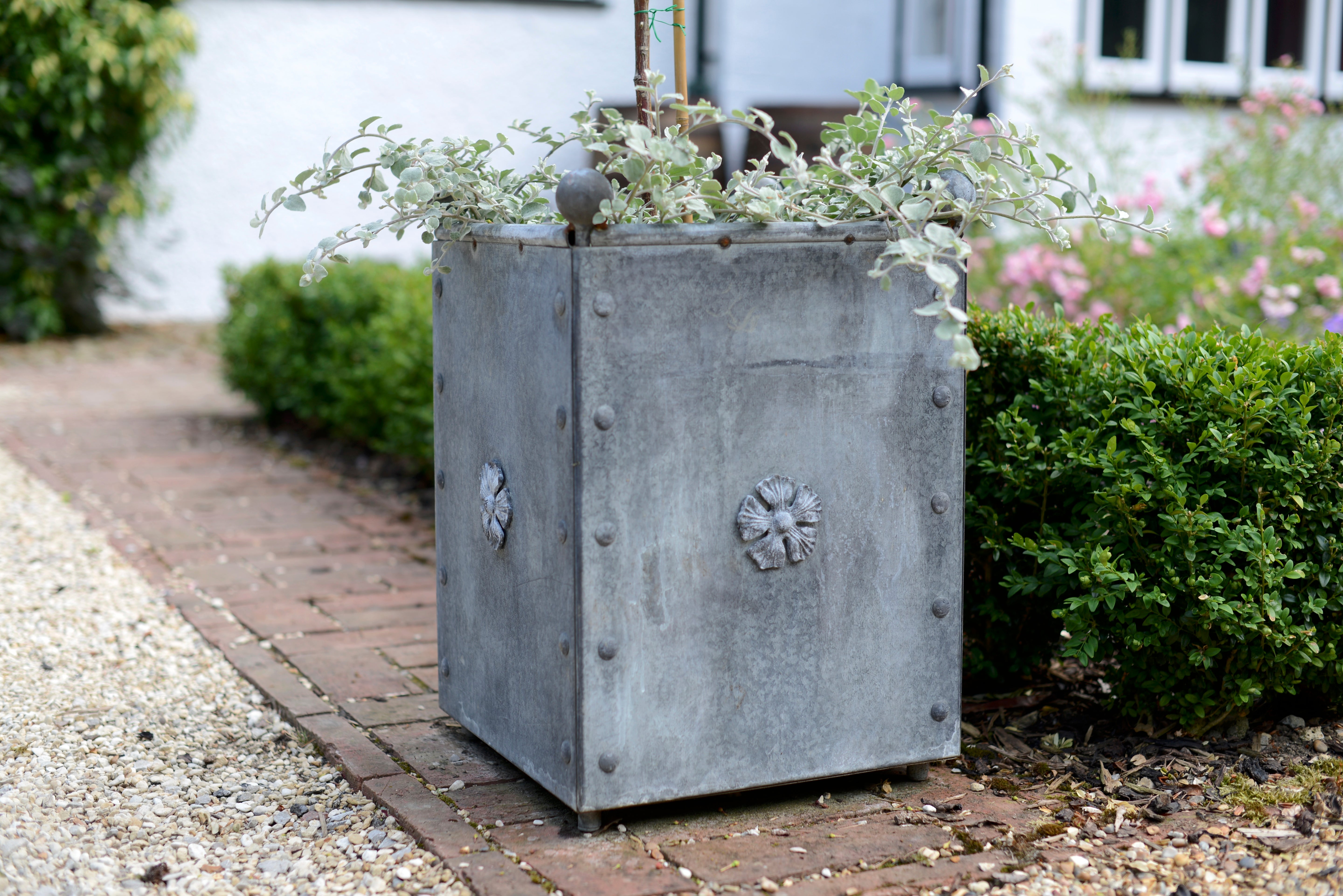 Traditional Galvanised Steel Square Planters - Tom's Yard
