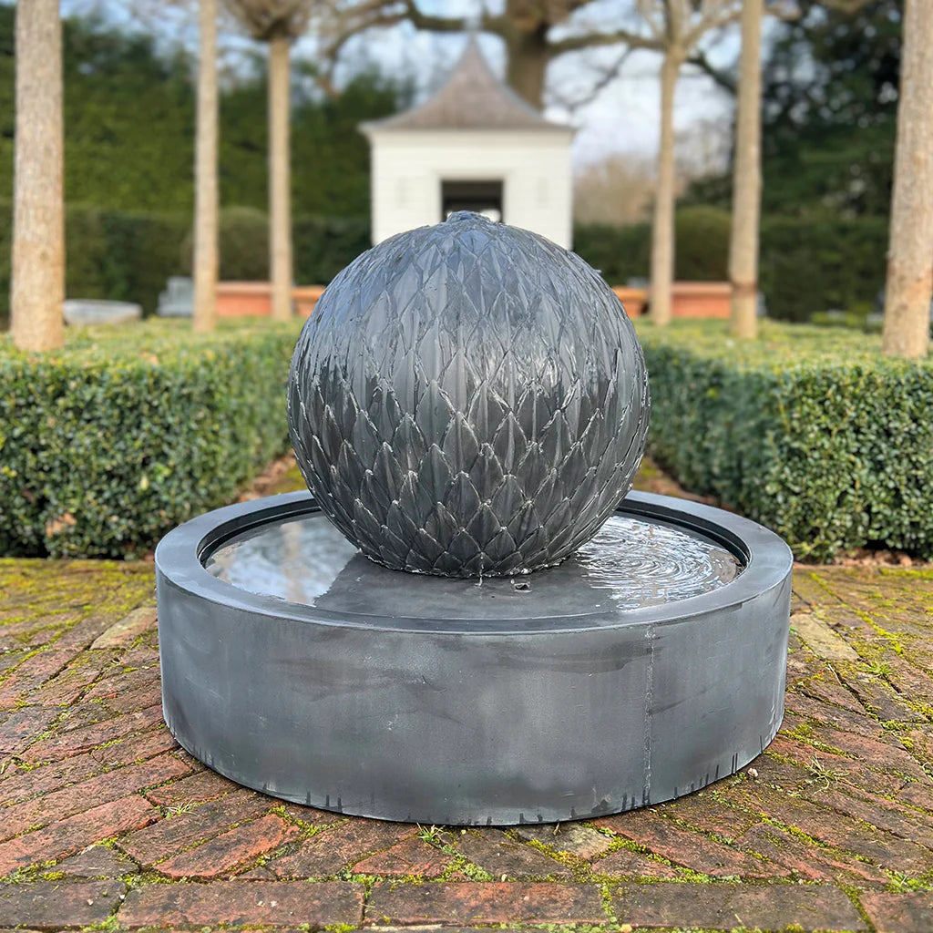Leaf Ball Galvanised Water Features - Tom's Yard