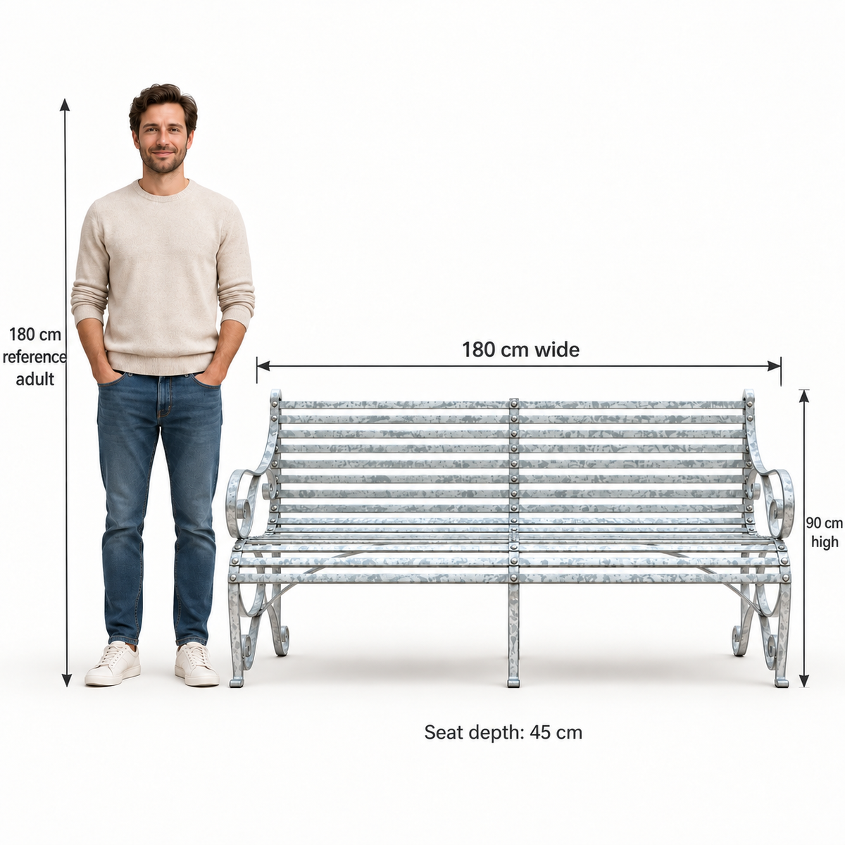 The Broxwood Signature Metal Garden Bench - Tom's Yard