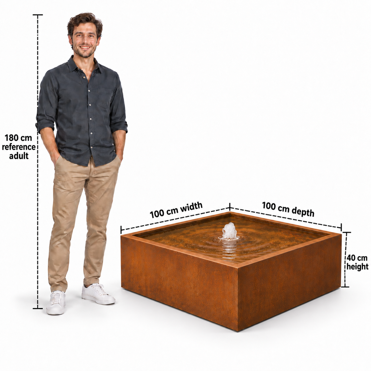 The Broxwood Square Corten Steel Water Table - Tom's Yard