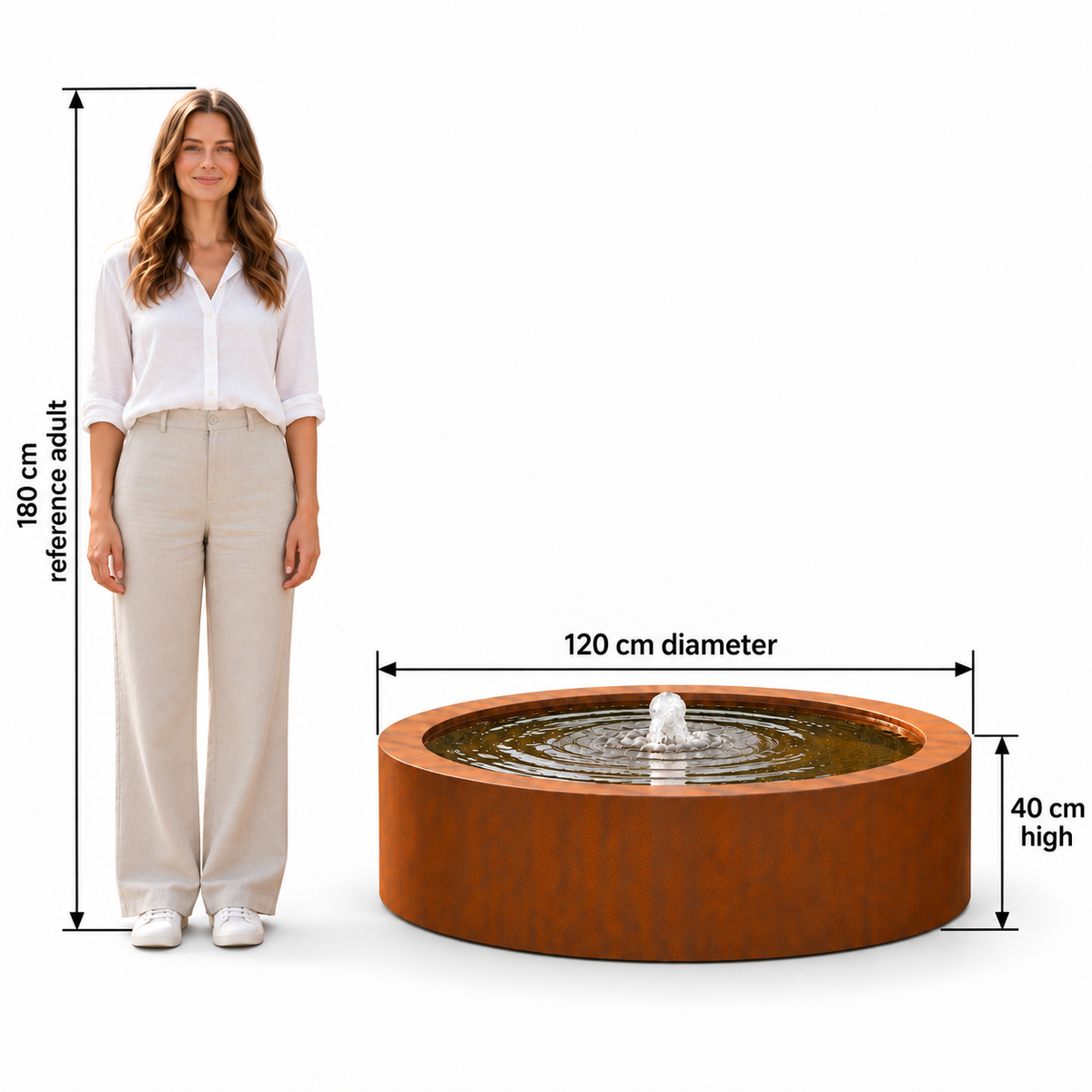 The Broxwood Round Corten Steel Water Table - Tom's Yard