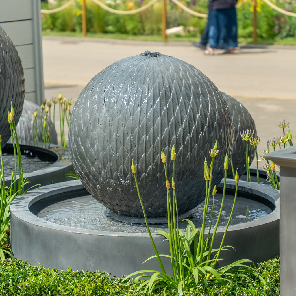Leaf Ball Galvanised Water Features - Tom's Yard