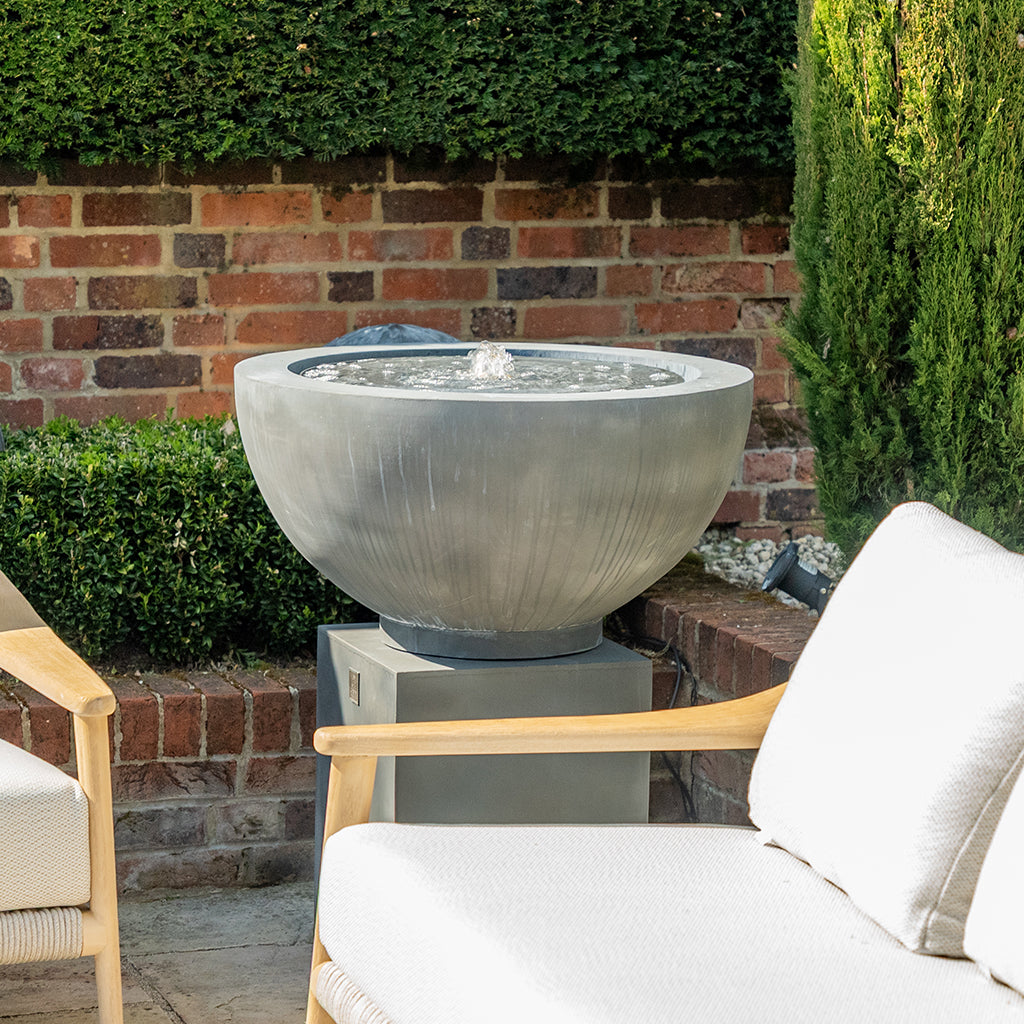 Luna Bowl Galvanised Water Feature - Tom's Yard