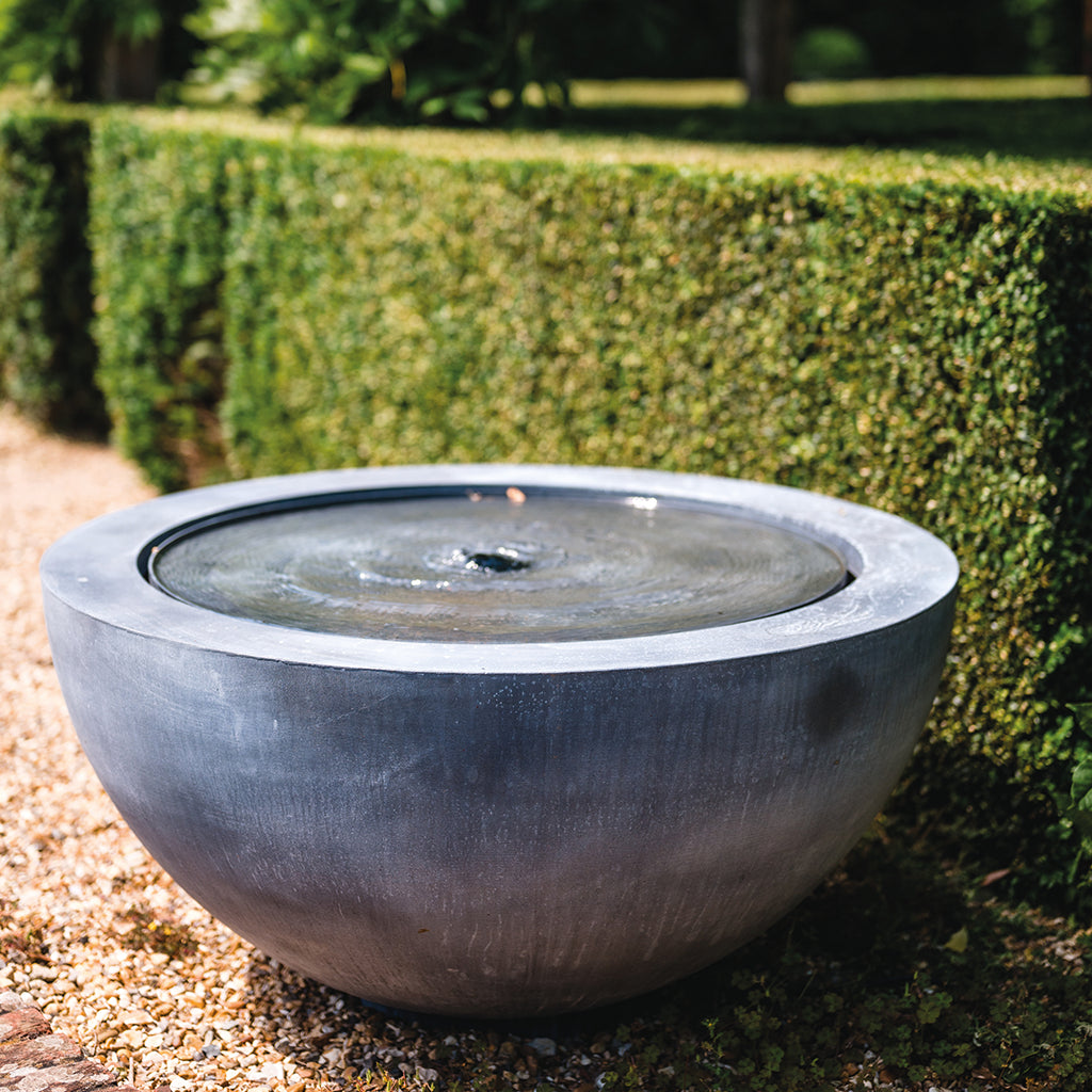 Luna Bowl Galvanised Water Feature - Tom's Yard