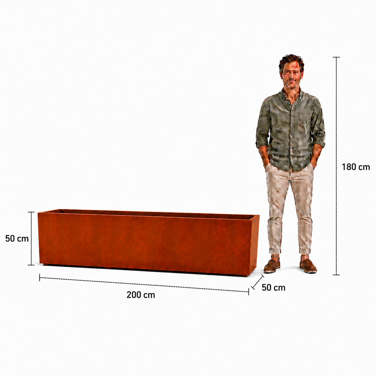 Corten Steel Floating Trough Planter - 200cm Long - Tom's Yard