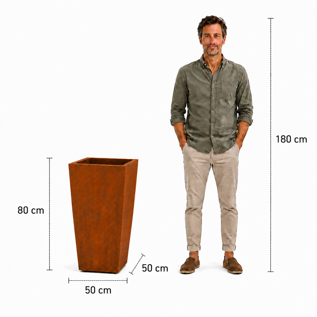 Corten Steel Floating Tapered Planters - Tom's Yard