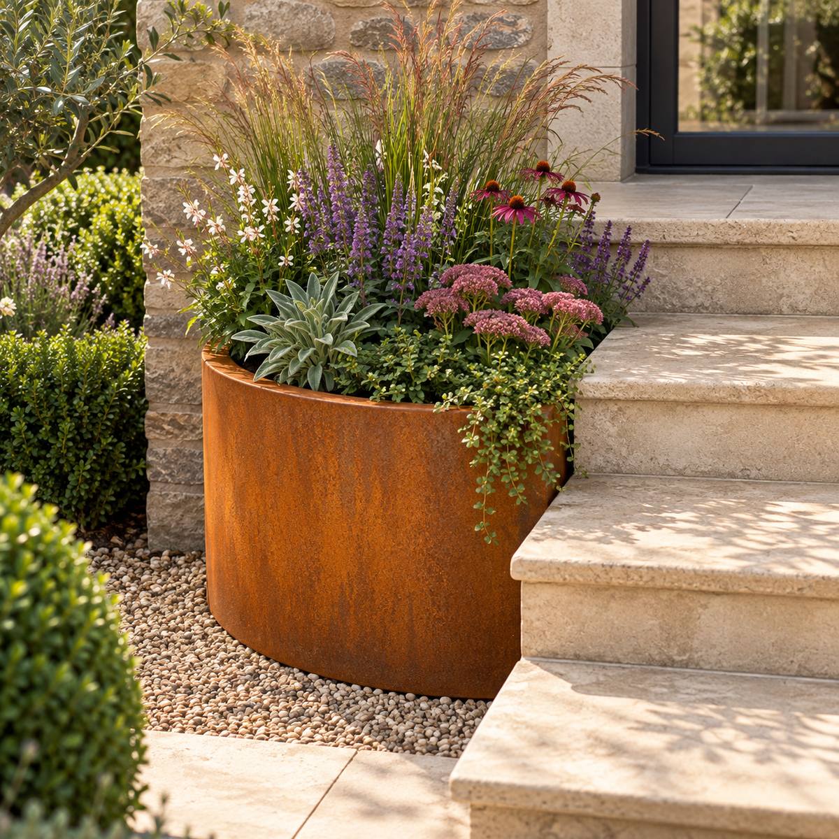 The Broxwood Corten Steel Corner Planter - Tom's Yard