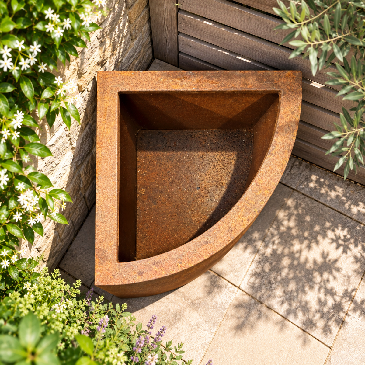The Broxwood Corten Steel Corner Planter - Tom's Yard
