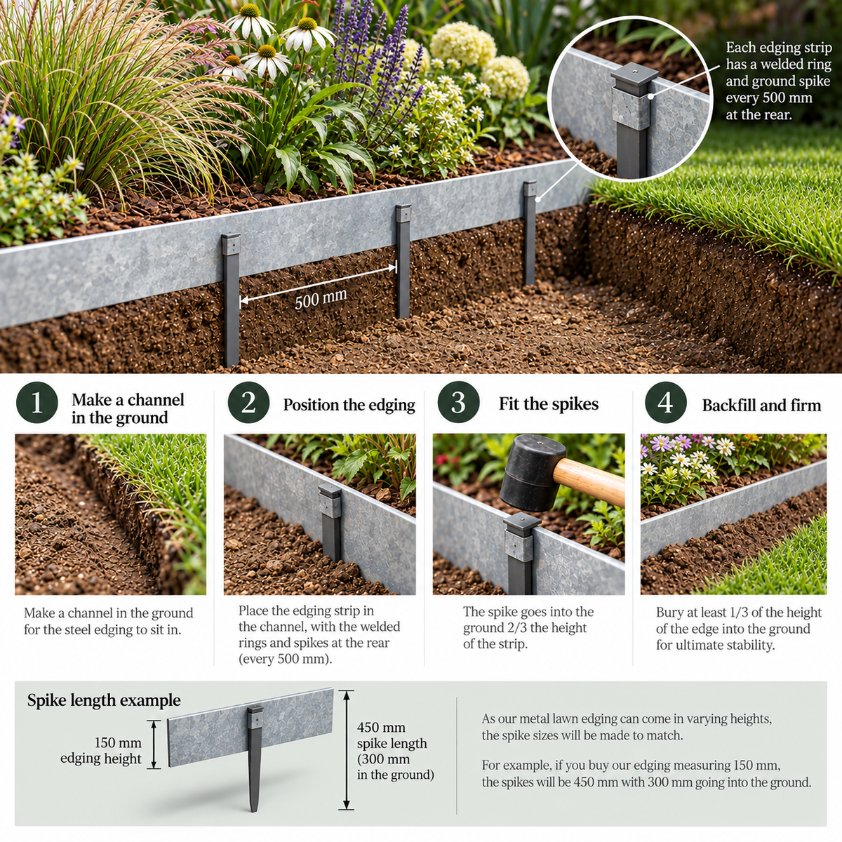 Broxwood Galvanised Steel Garden Edging – Heavy-Duty 6mm - Tom's Yard