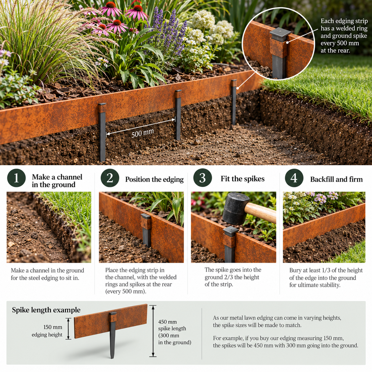 Broxwood Corten Steel Garden Edging – 3mm - Tom's Yard