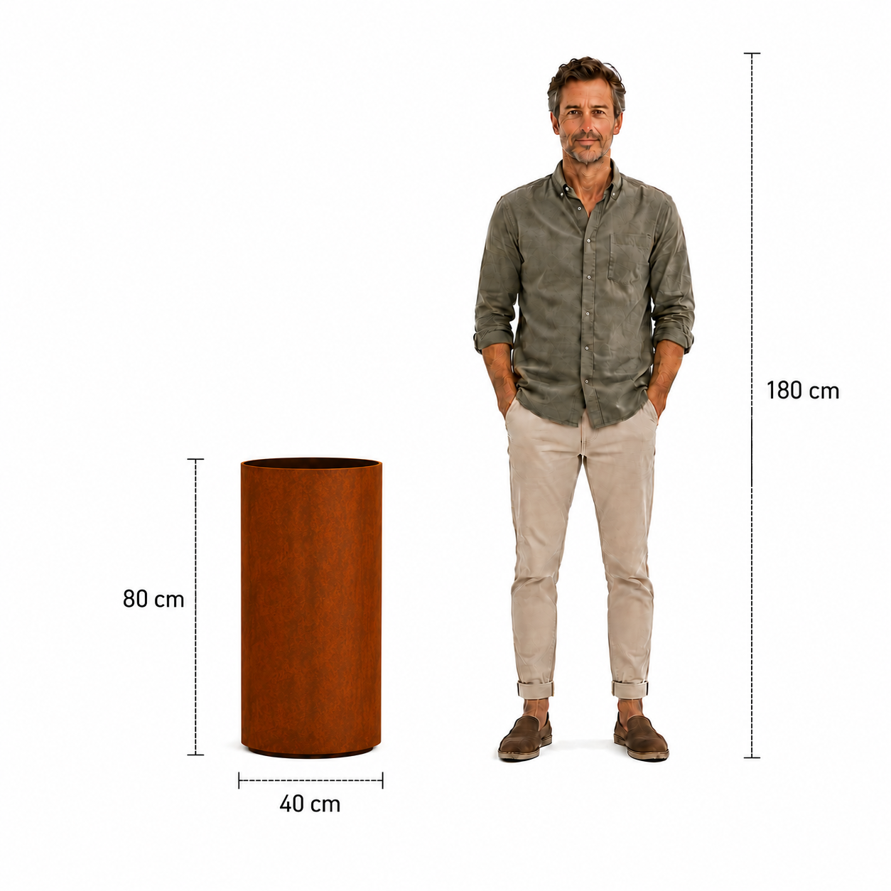 Corten Steel Floating Round Planters - 40cm Wide - Tom's Yard