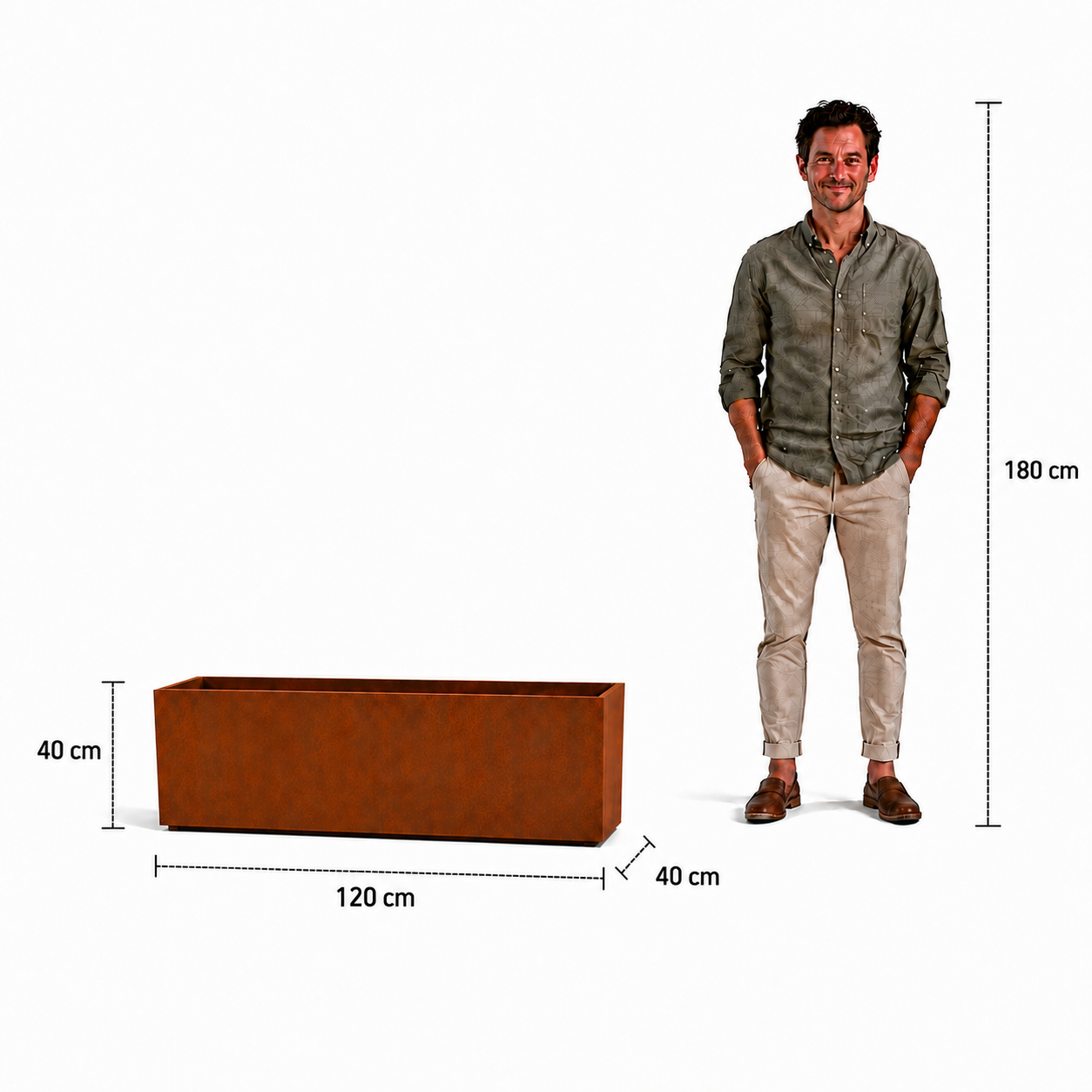 Corten Steel Floating Trough Planter - 120cm Long - Tom's Yard