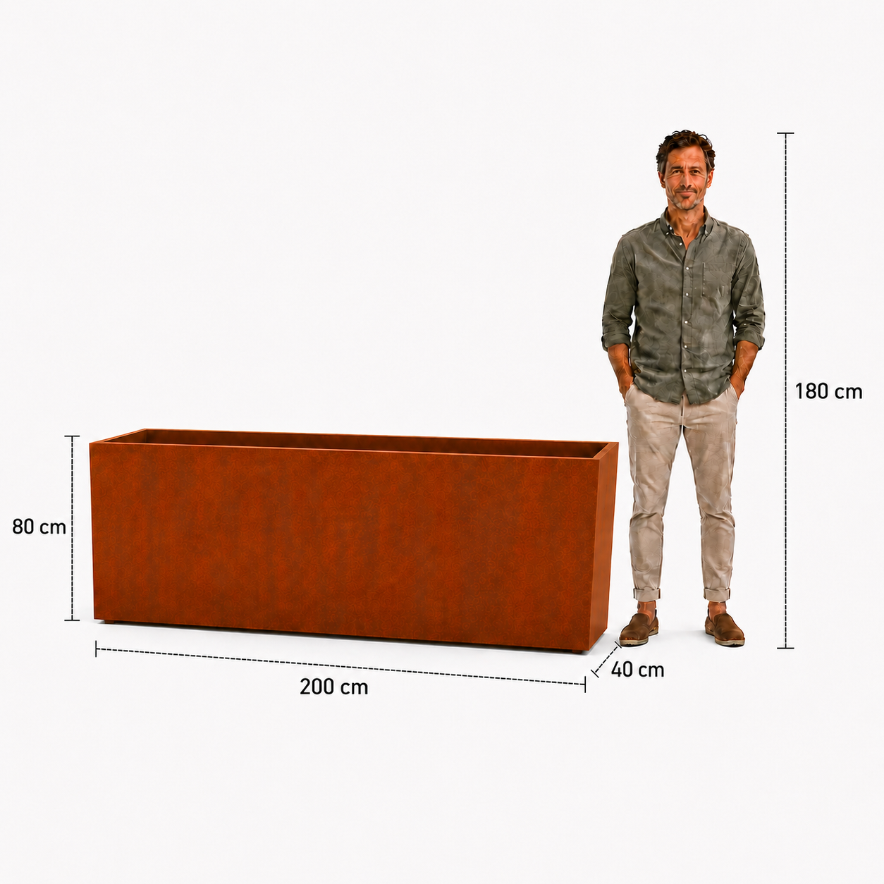 Corten Steel Floating Trough Planter - 200cm Long - Tom's Yard