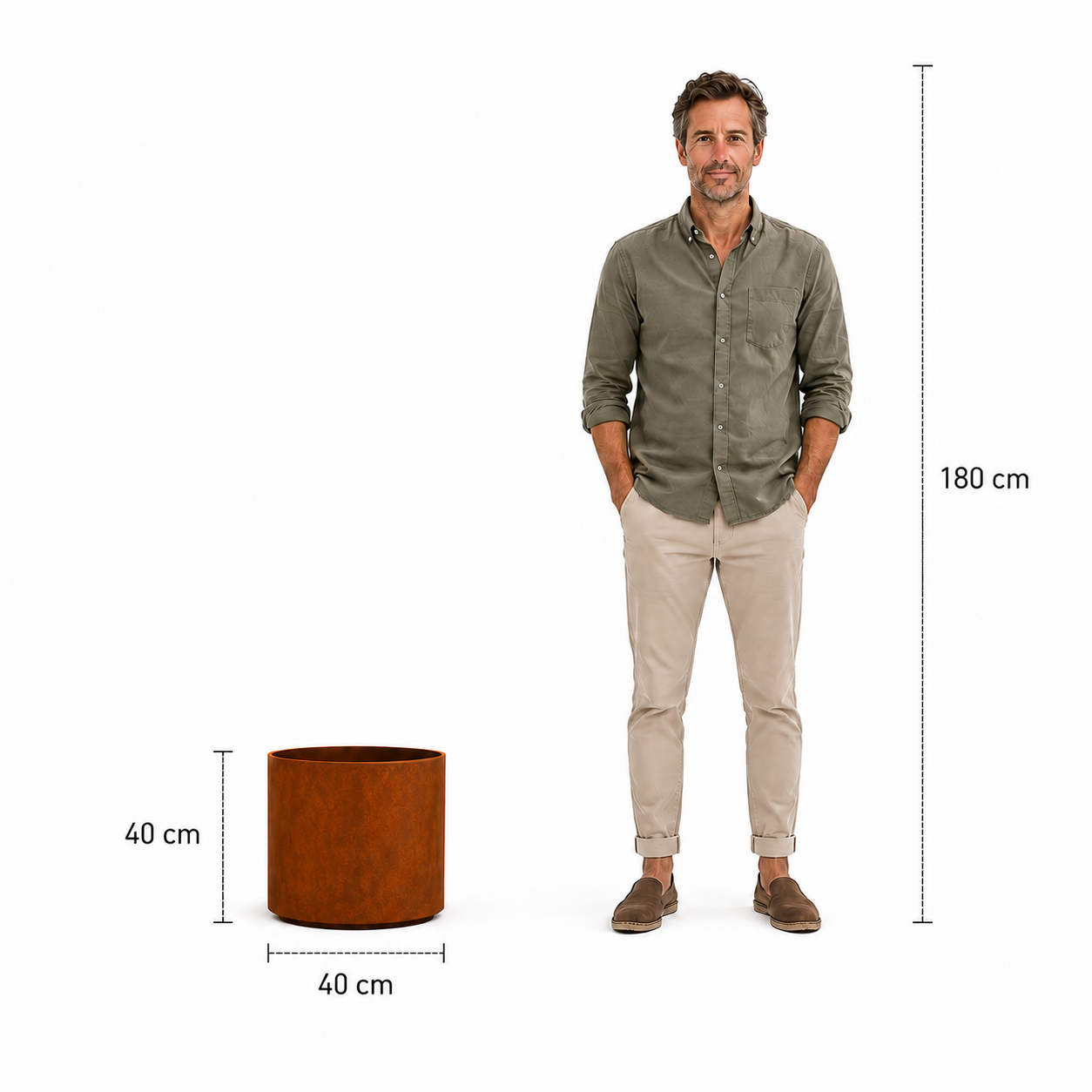 Corten Steel Floating Round Planters - 40cm Wide - Tom's Yard