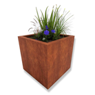 Corten Steel Metal Cube Planter - Tom's Yard