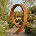Corten Steel Helix Moongate Arch - Tom's Yard