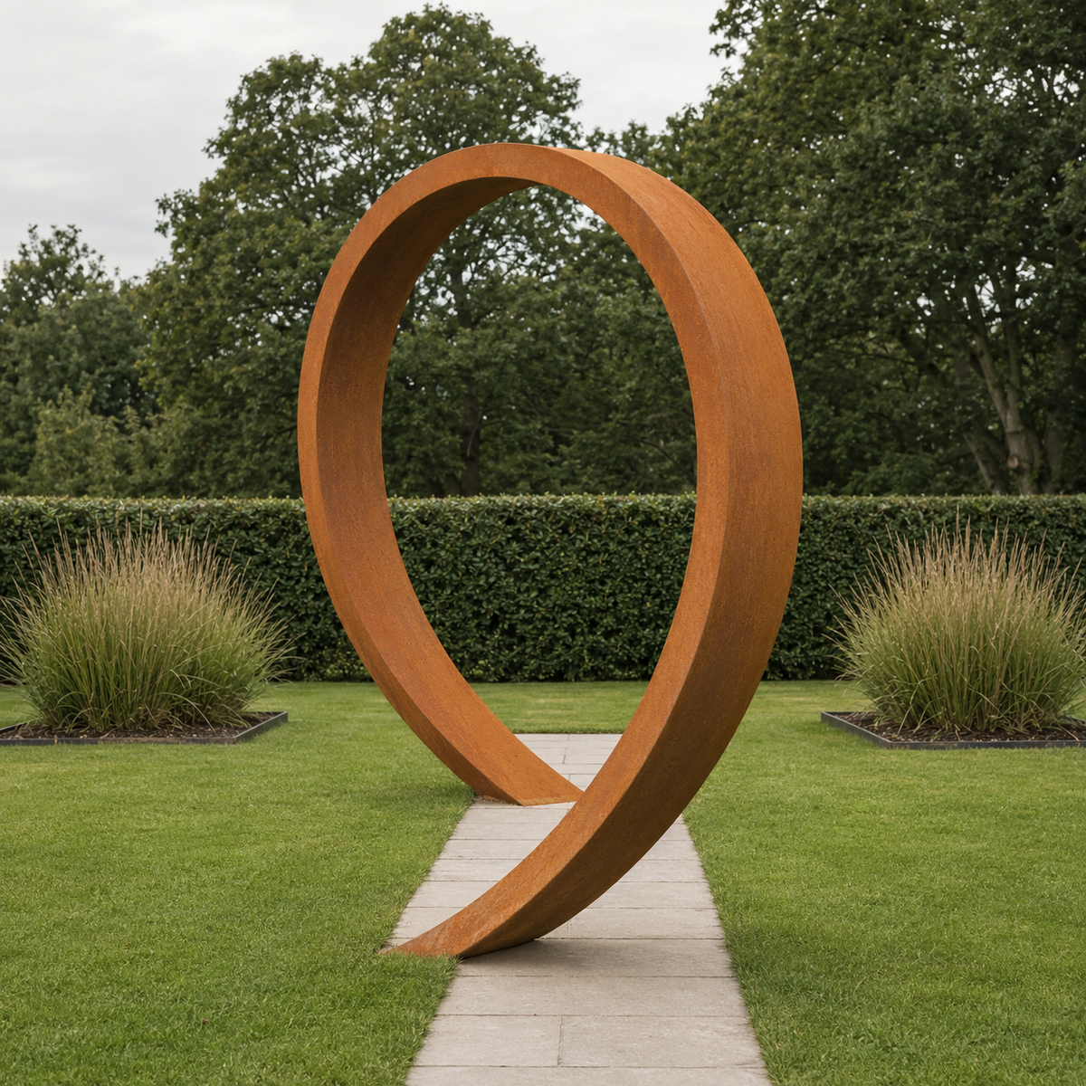 Corten Steel Helix Moongate Arch - Tom's Yard