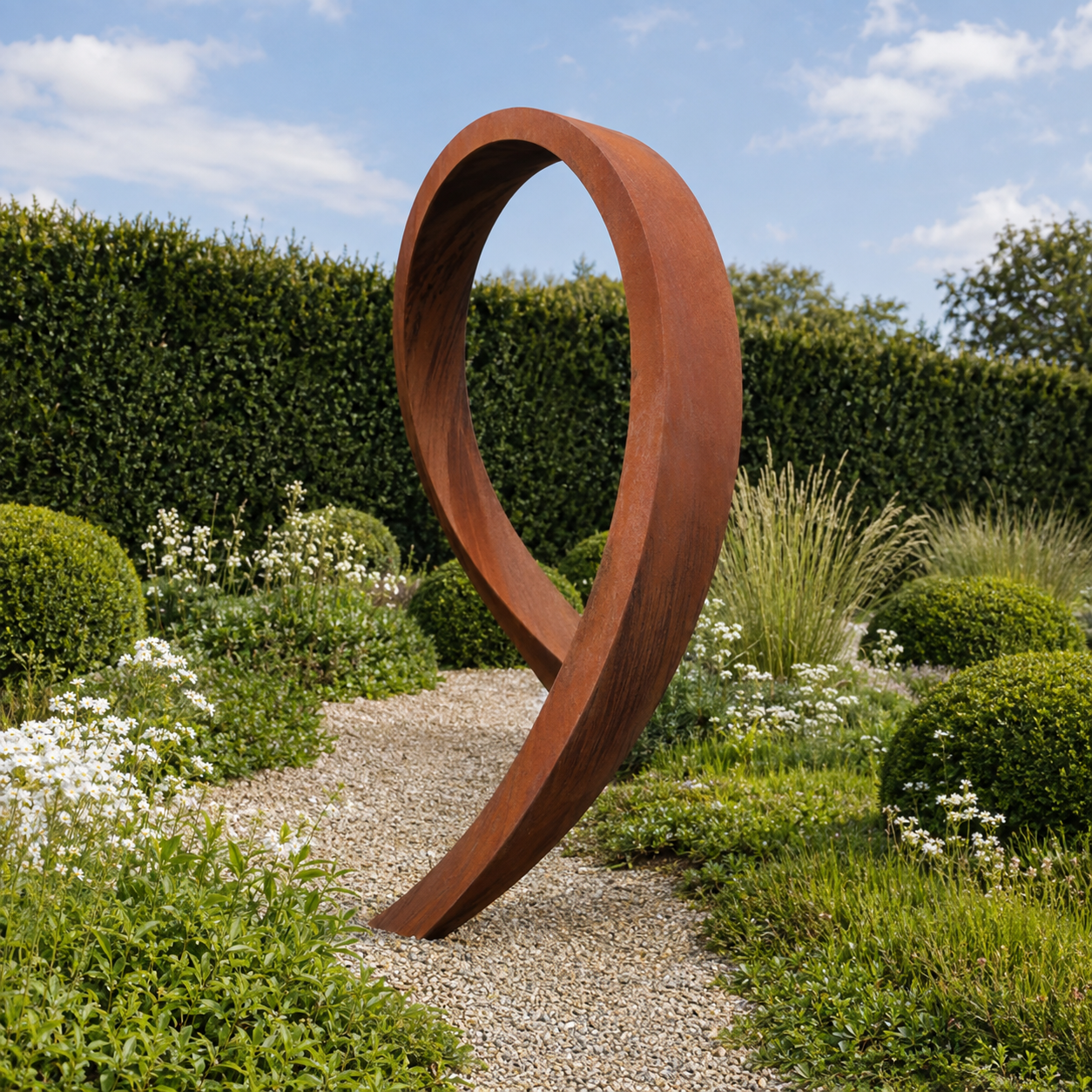 Corten Steel Helix Moongate Arch - Tom's Yard