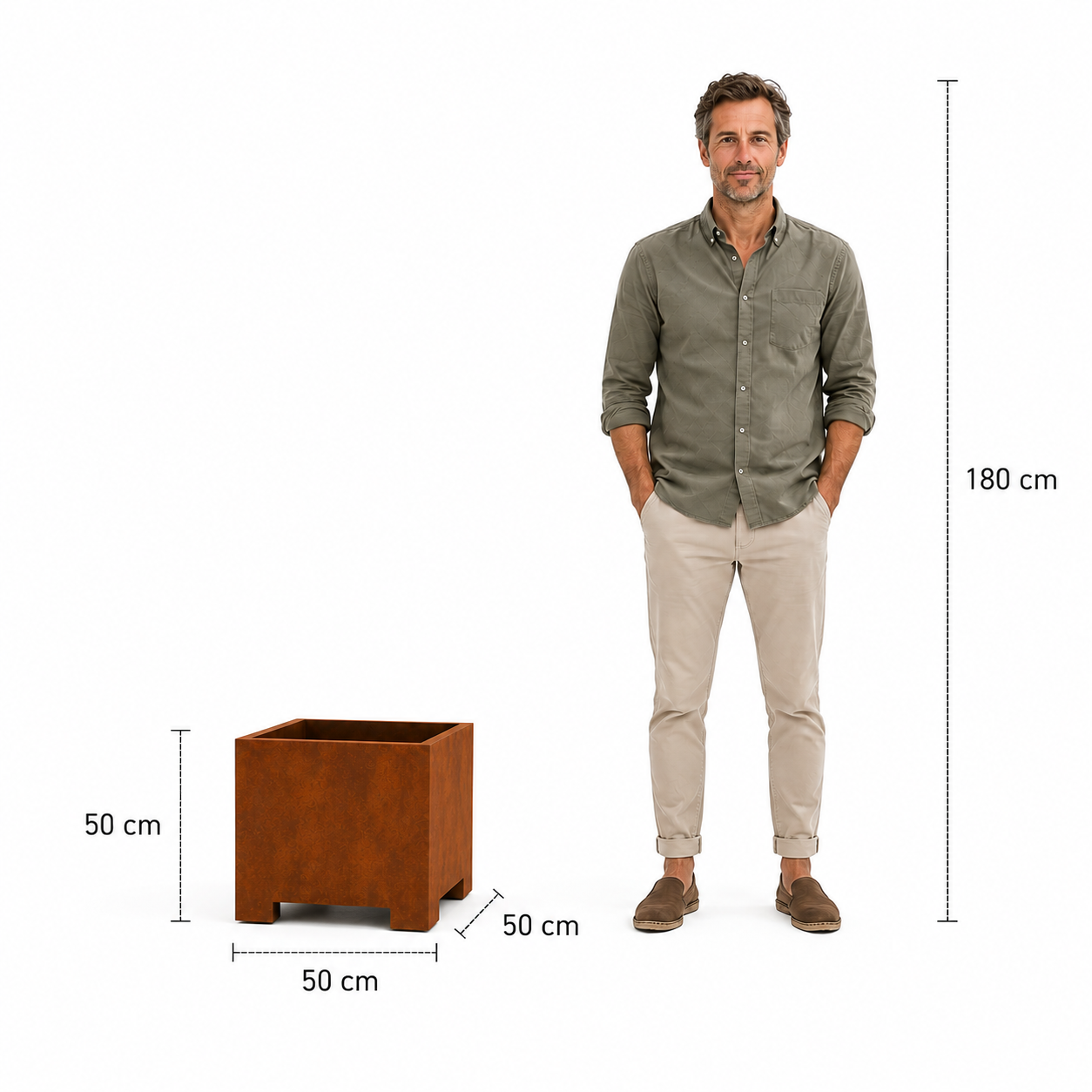 Corten Steel Cube Planter With Feet - Tom's Yard