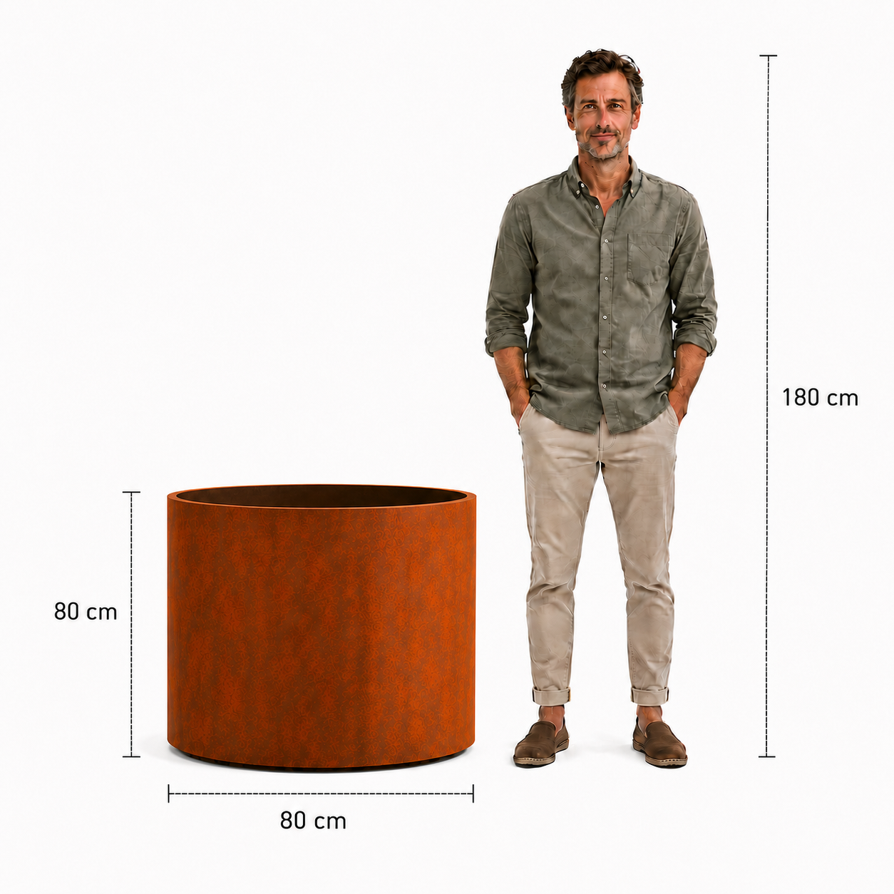 Corten Steel Floating Round Planters - 80cm Wide - Tom's Yard