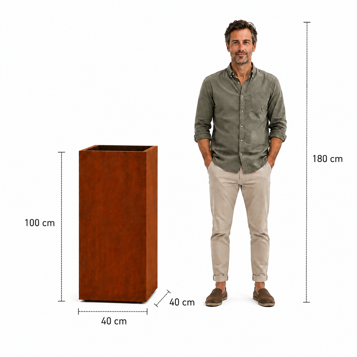 Corten Steel Floating Pillar Planter - Tom's Yard