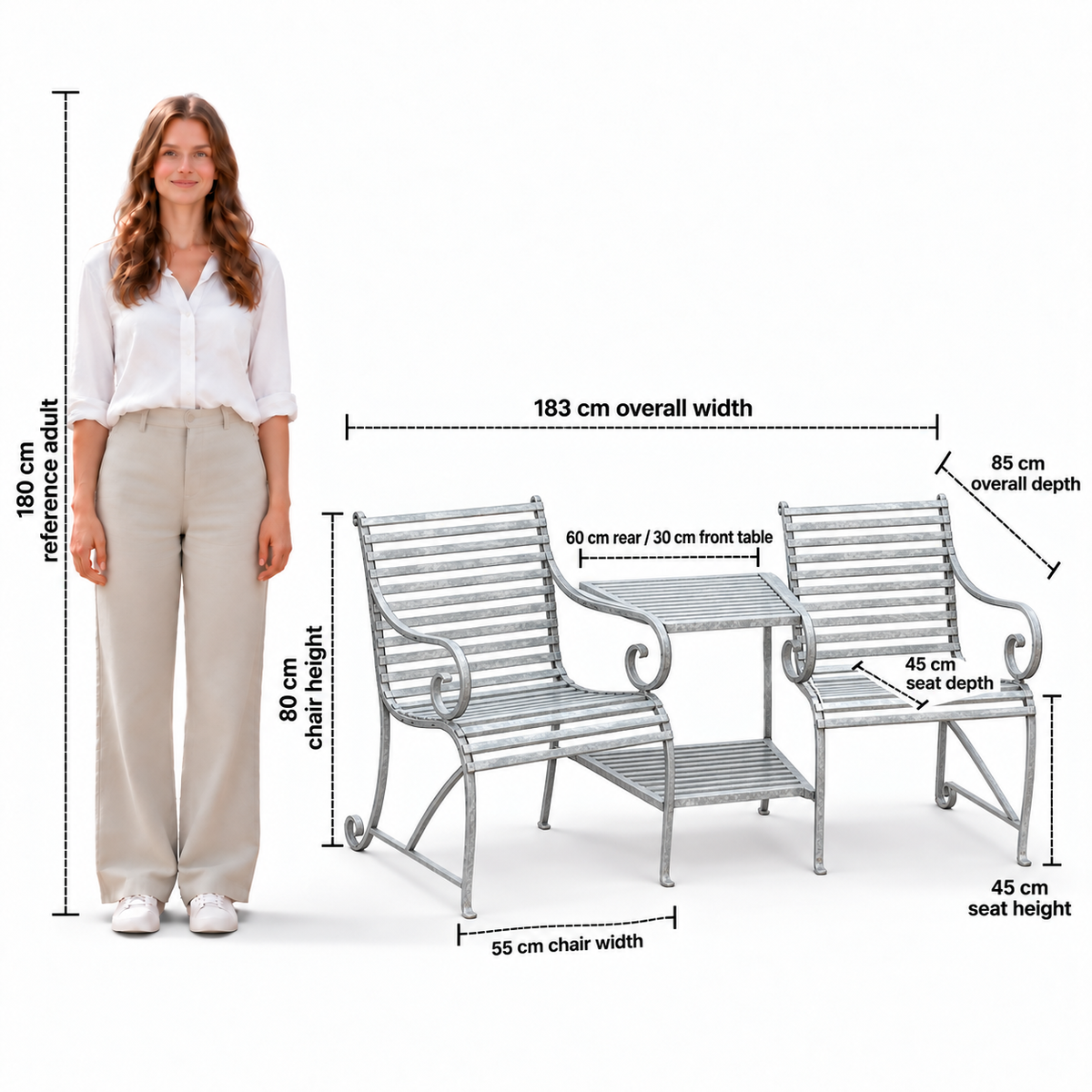 The Broxwood Metal Jack & Jill Garden Seat - Tom's Yard