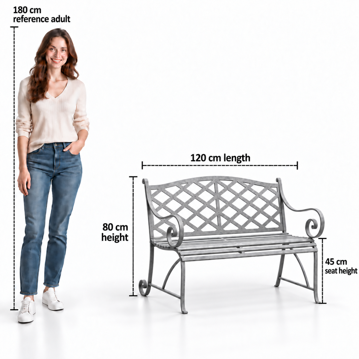 The Broxwood Metal Lattice Garden Bench - Tom's Yard