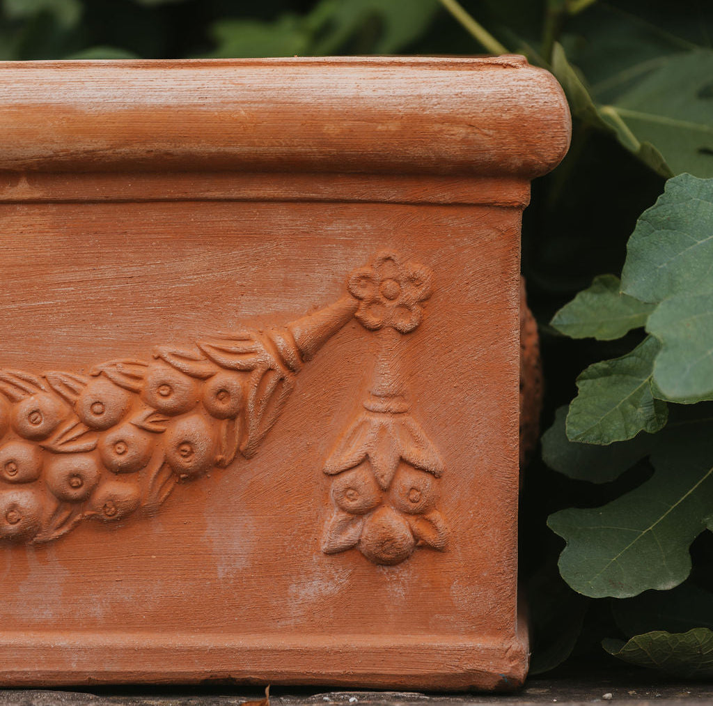 Festooned Italian Terracotta Trough 80cm - Tom's Yard