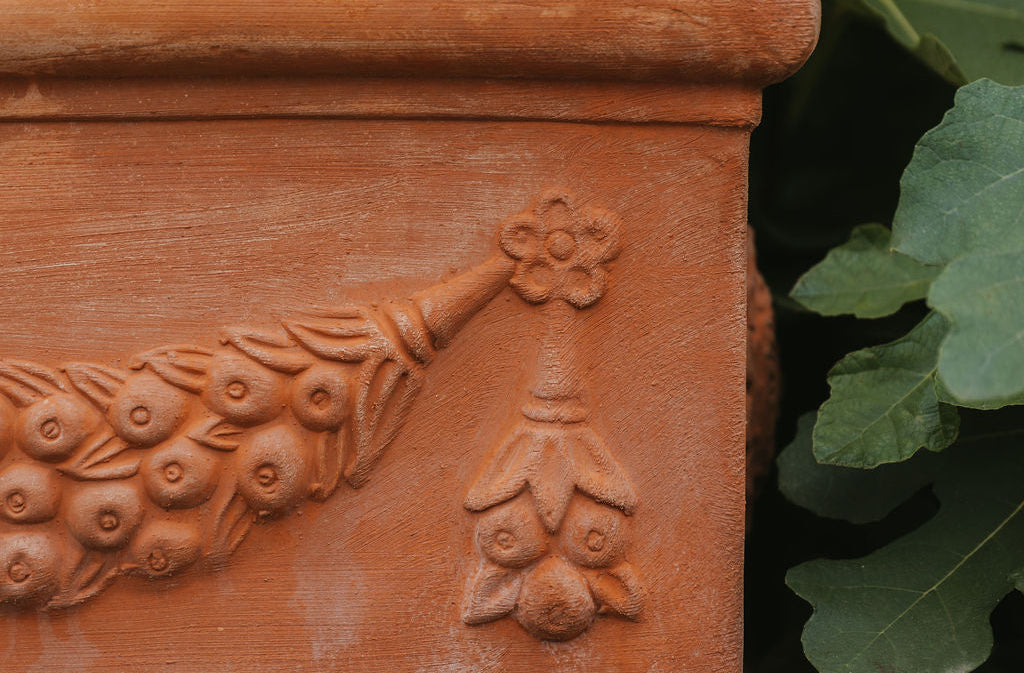 Festooned Italian Terracotta Trough 80cm - Tom's Yard