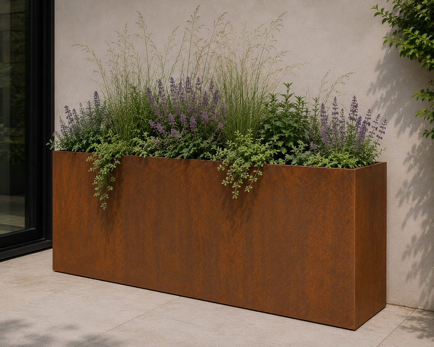 Corten Steel Floating Trough Planter - 200cm Long - Tom's Yard