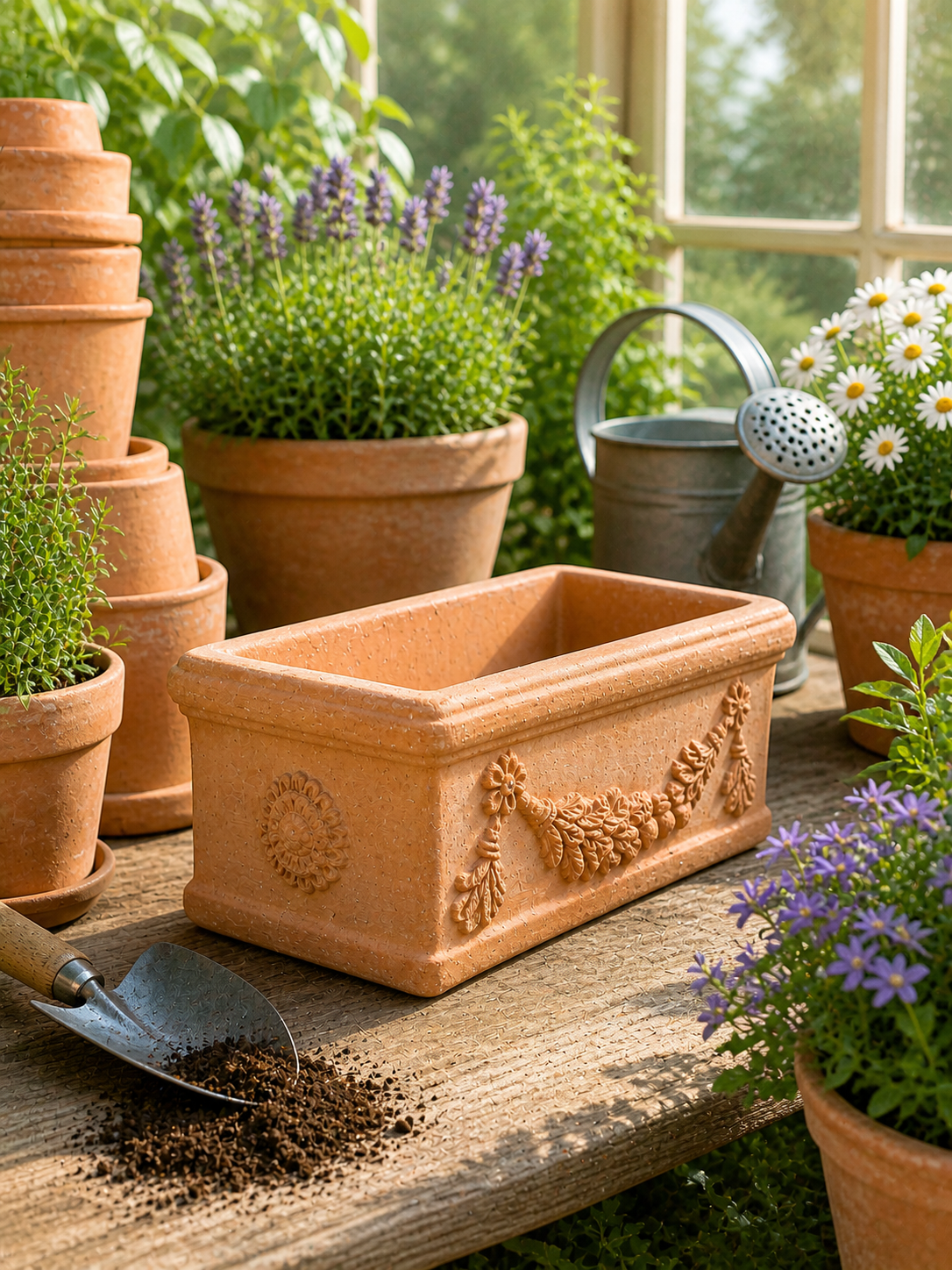 25cm Italian Terracotta Festooned Trough - Tom's Yard