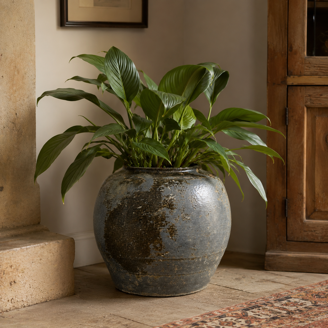 Large Antique Glazed Storage Pot - Tom's Yard