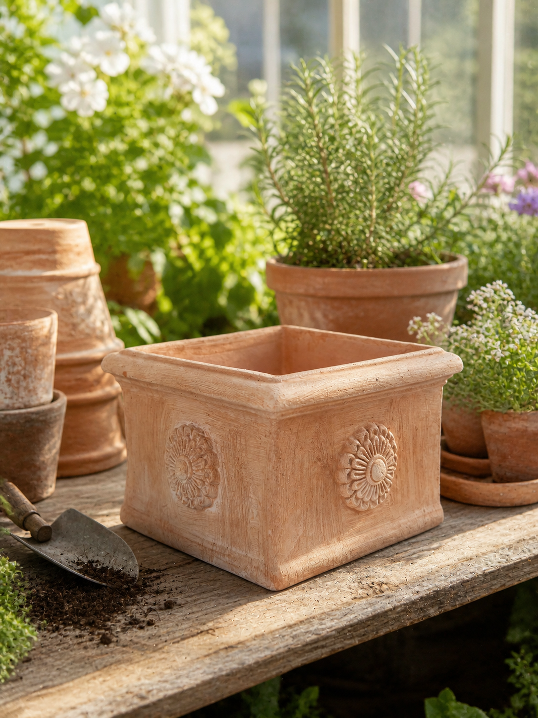 18cm Italian Terracotta Cube - Tom's Yard